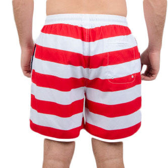 Old Glories Swim Trunks in Red, White, and Blue   