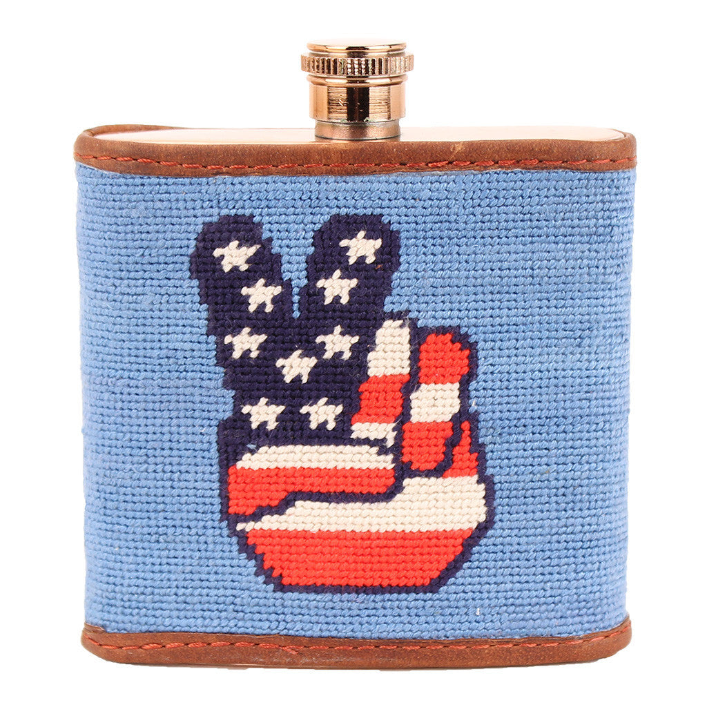 Patriotic Peace Needlepoint Flask by Parlour  - 1