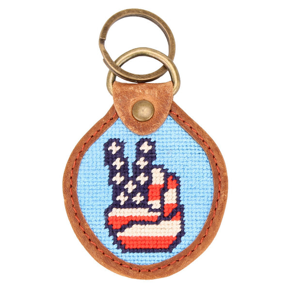 Patriotic Peace Needlepoint Key Fob by Parlour 