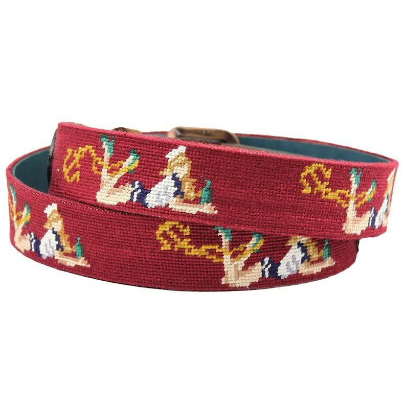 Pin-Up Girl Needlepoint Belt in Light Burgundy by Parlour  - 1
