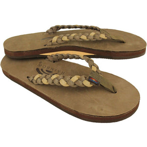 Twisted Sister Single Layer Premier Leather Sandal Dark Brown and Sierra Brown by Rainbow Sandals  - 1