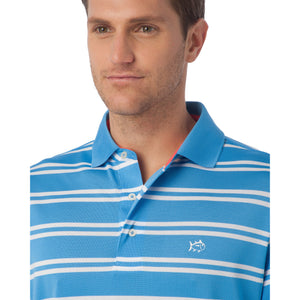 Roster Performance Stripe Polo in Boat Blue   