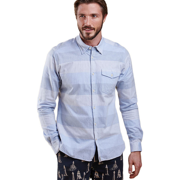 Sailor Tailored Fit Button Down in Sky Blue by Barbour  - 1