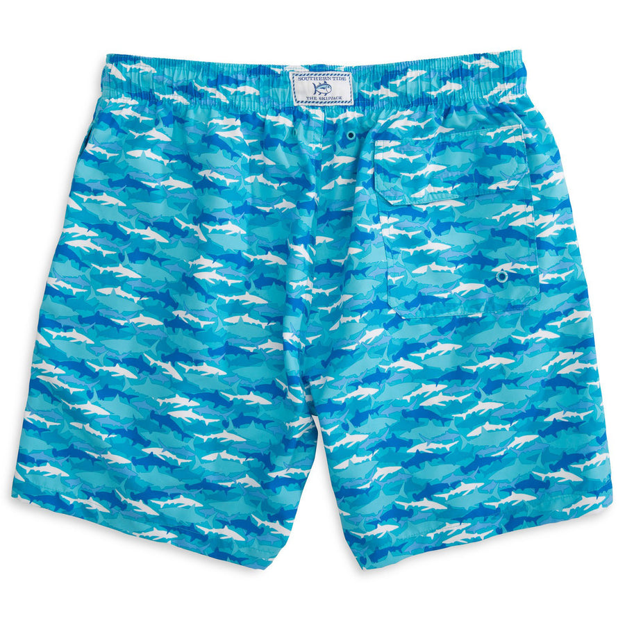 Shark Frenzy Swim Trunk in Scuba Blue   