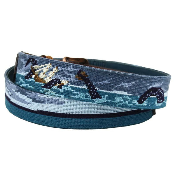Shipwreck Needlepoint Belt in Blue by Parlour  - 1