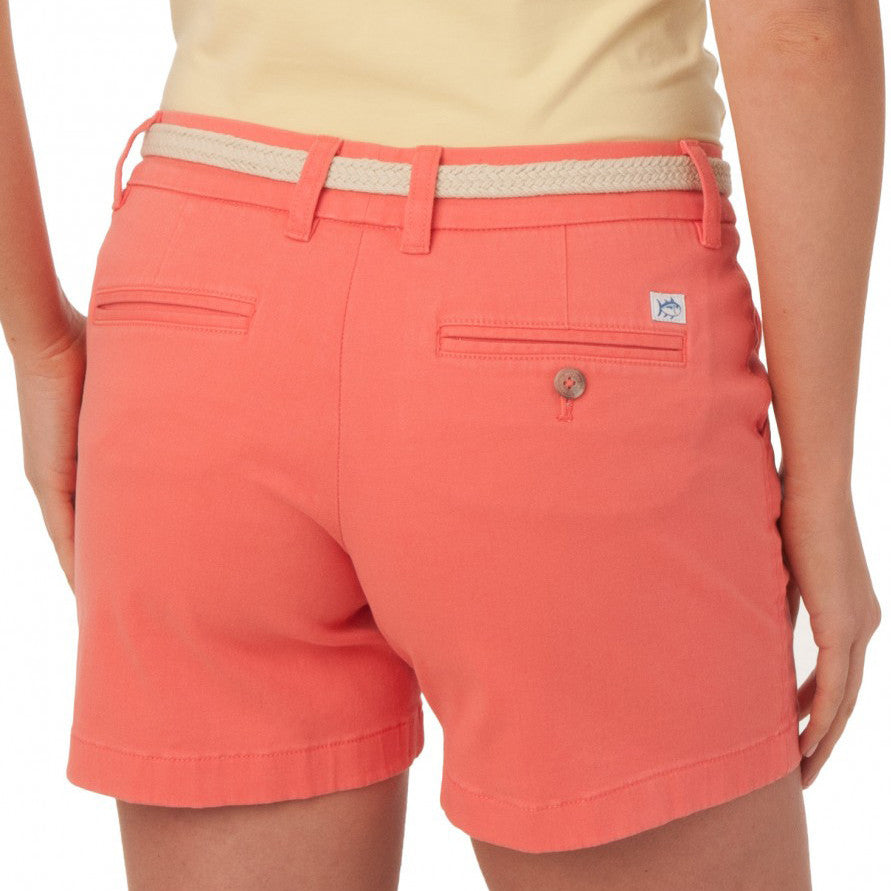 Ladies Chino 5" Shorts in Sugar Coral   - 2
