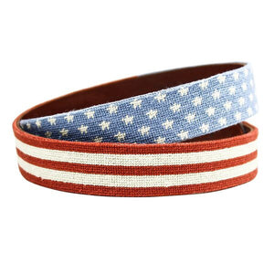 Stars and Stripes Needlepoint Belt in Red, White and Blue   