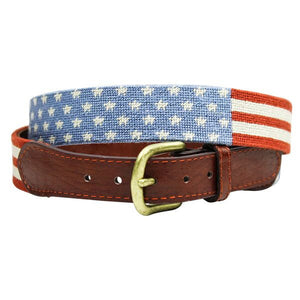 Stars and Stripes Needlepoint Belt in Red, White and Blue   