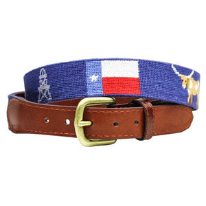 Texas Life Needlepoint Belt in Navy   