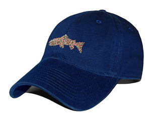 Heathered Trout Needlepoint Hat in Navy  