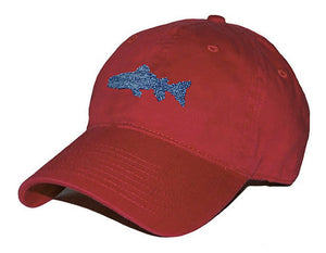 Heathered Trout Needlepoint Hat in Rust Red  
