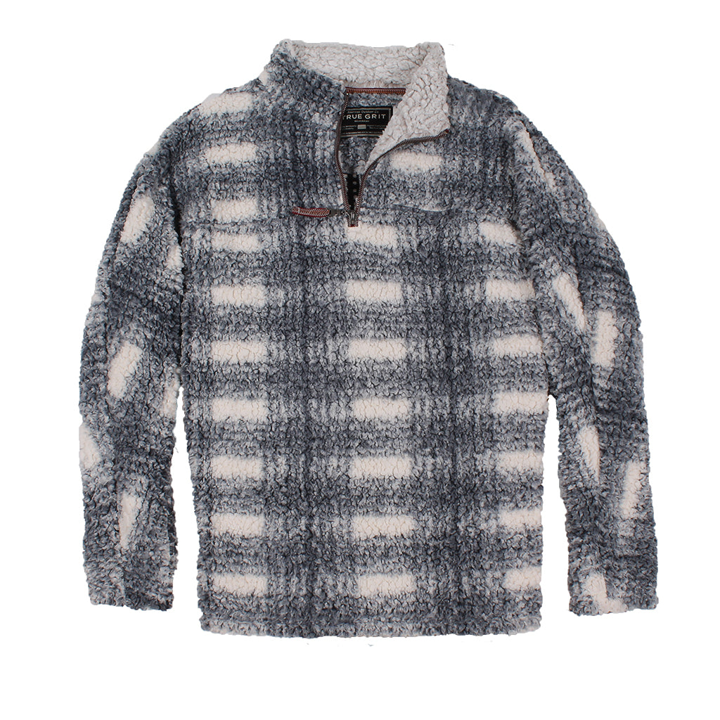 Frosty Tipped Big Plaid Pile 1/4 Zip Pullover