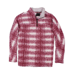 Frosty Tipped Big Plaid Pile 1/4 Zip Pullover