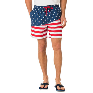 Two If By Sea Swim Trunk in Red, White and Blue   