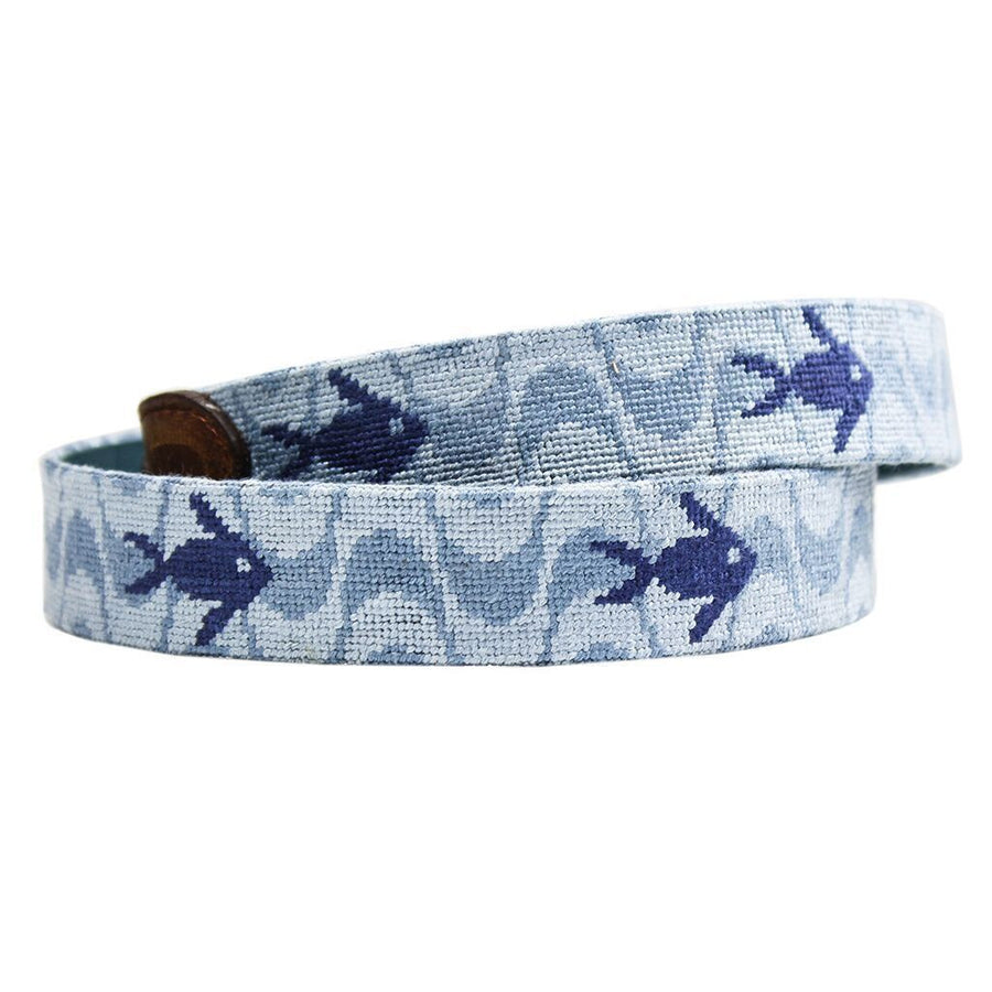 Mosaic Fish Needlepoint Belt in Ocean Blue by Parlour  - 1