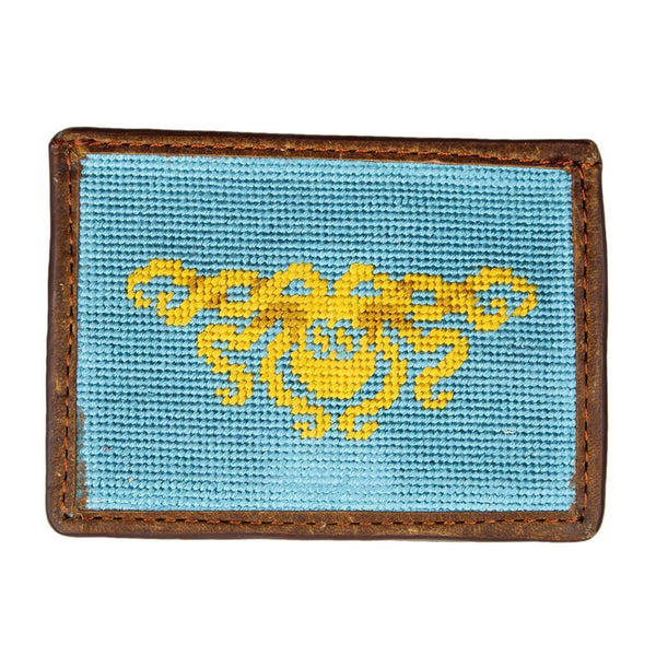 Kraken Needlepoint Credit Card Wallet in Turquoise by Parlour  - 1