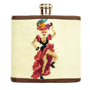 Fruit Girl Needlepoint Flask in Khaki by Parlour  - 1