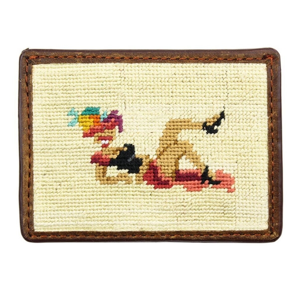 Fruit Girl Needlepoint Credit Card Wallet in Khaki by Parlour  - 1
