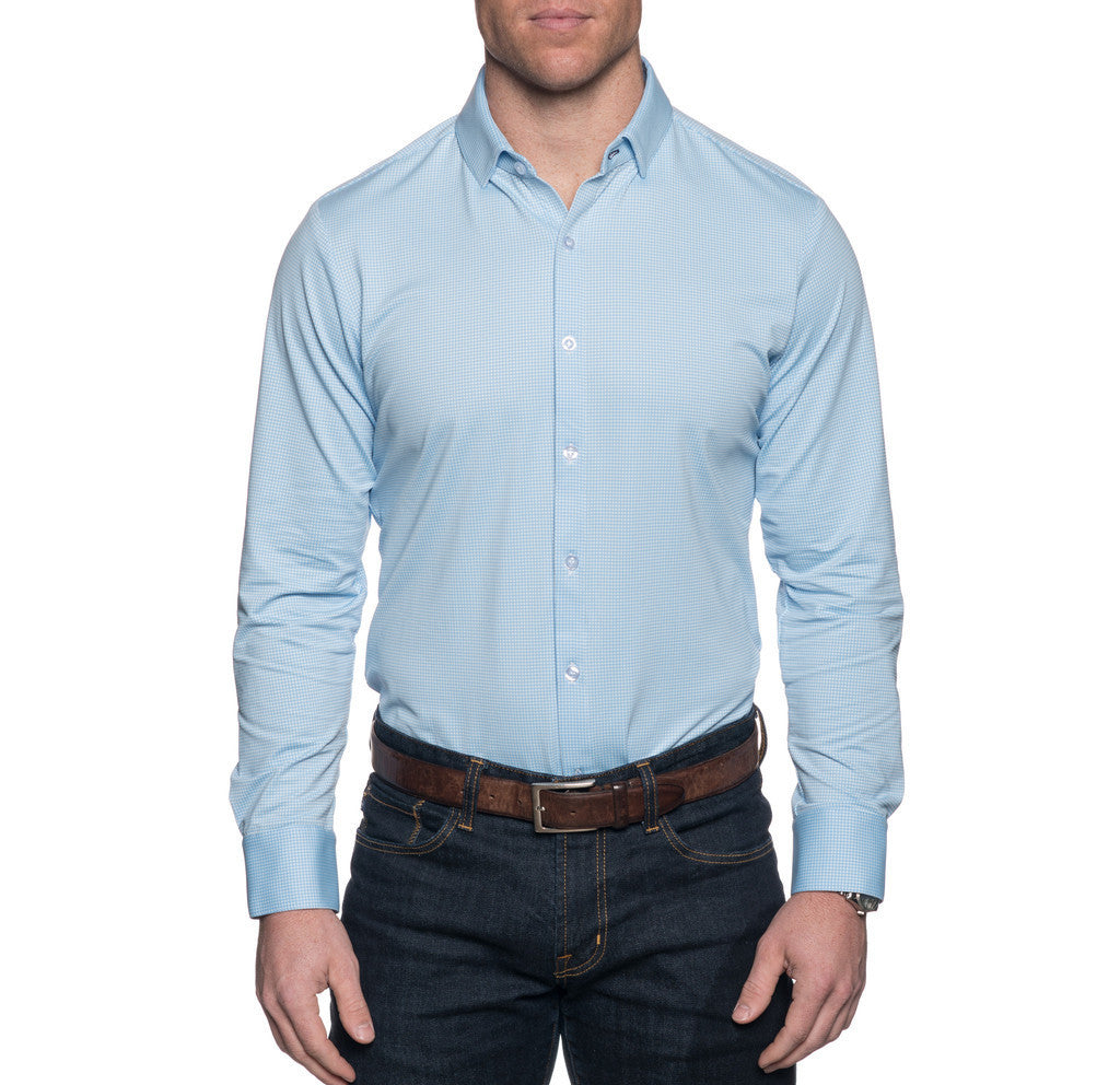 The Spread Collar Gingham Dress Shirt in Whitman Light Blue   