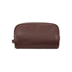 Leather Washbag in Dark Brown