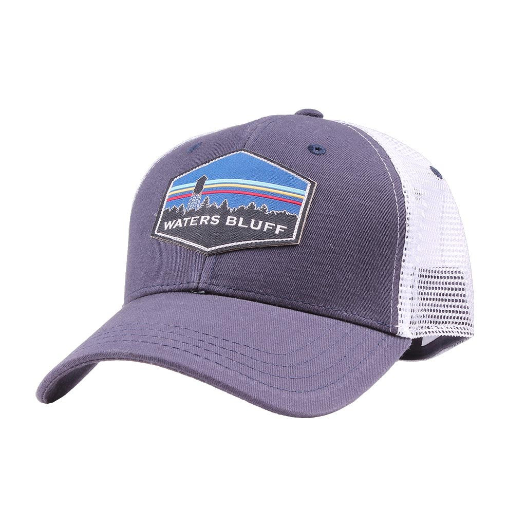 Waters Bluff Midnight Tower Trucker Hat in Navy