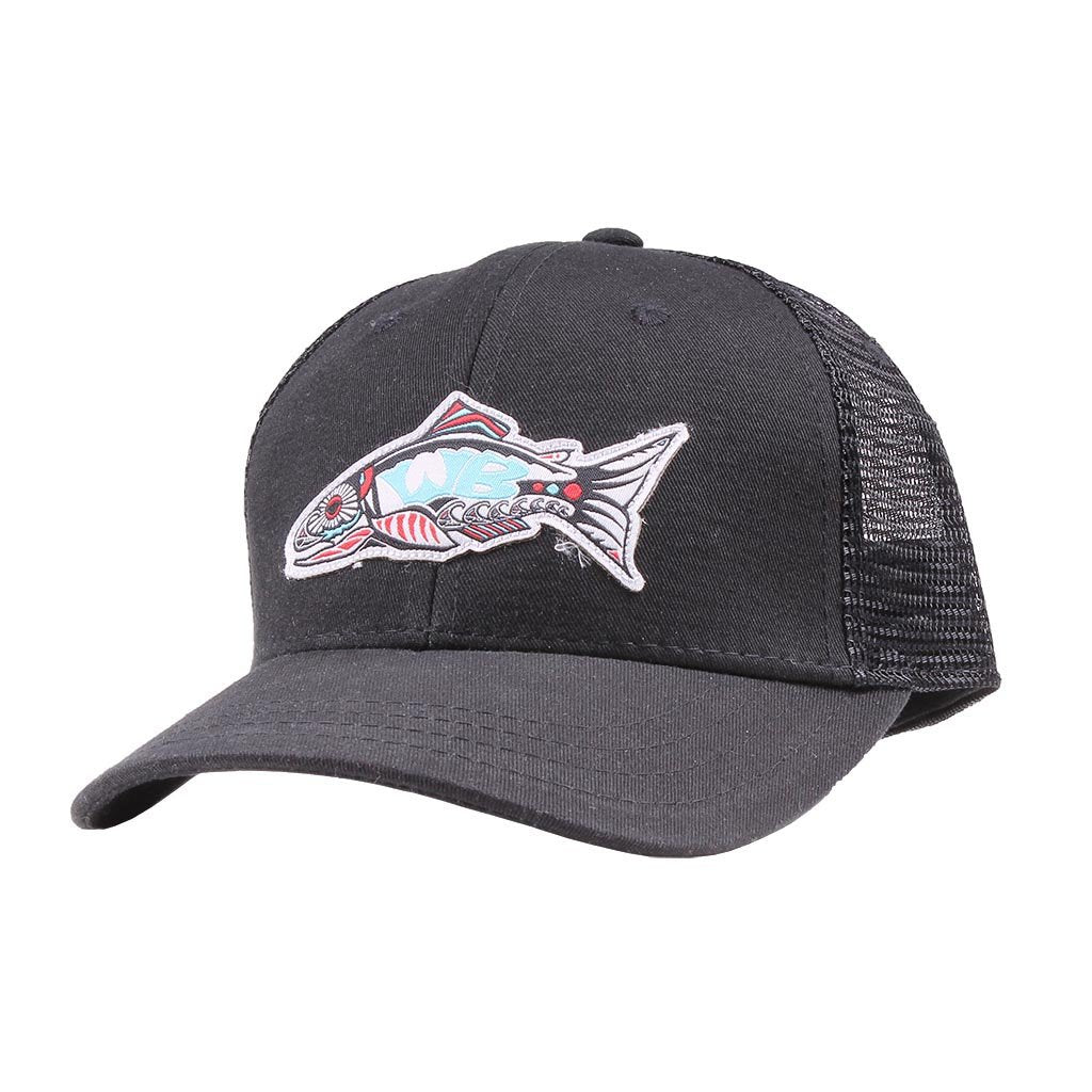 Waters Bluff Wake n Bait Trucker Hat in Black