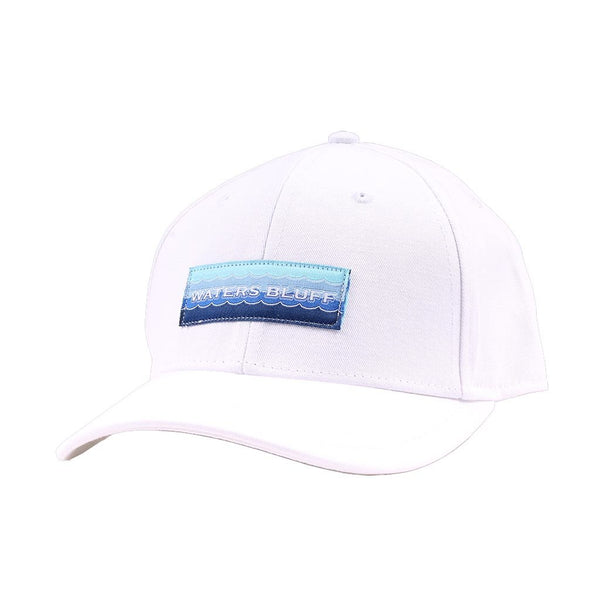 Waters Bluff Wave Logo Twill Hat in White