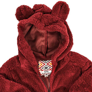 YOUTH Silky Pile Pullover Teddy Bear in Red -1