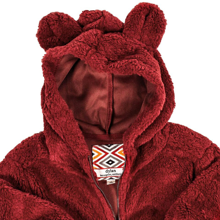 YOUTH Silky Pile Pullover Teddy Bear in Red 