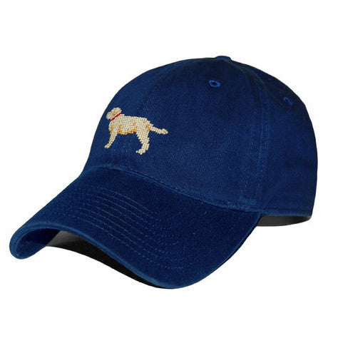 Yellow Lab Needlepoint Hat in Navy  