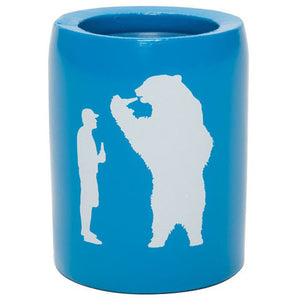 Beer with Bear Can Insulator in Bahama Blue 